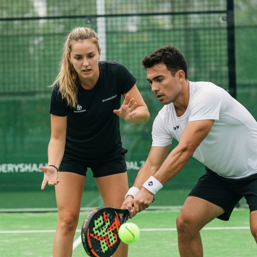 Padel coaching action shot